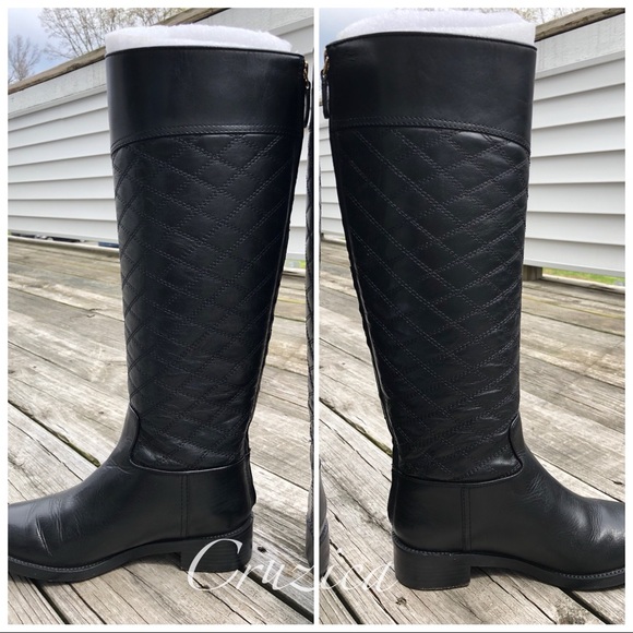 Tory Burch Claremont Quilted Black Boot Size 6 - Picture 5 of 8
